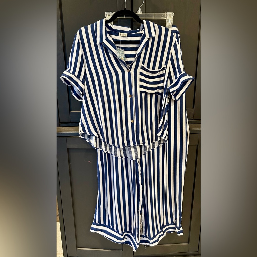 Free People pajama set, size large - crop top and wide legs, new with tags